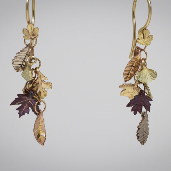 All 14k gold leaf earrings with fig leaf ear wire